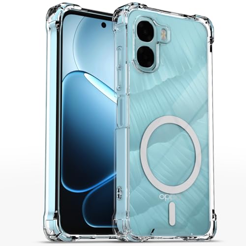 Image of Amazon Basics Back Cover for Oppo K14x 5G / Oppo A6x 5G / Oppo A6s Mag-Safe Shockproof PC + TPU Protective Case Magnetic Support Bumper Case (Transparent Mag-Safe)