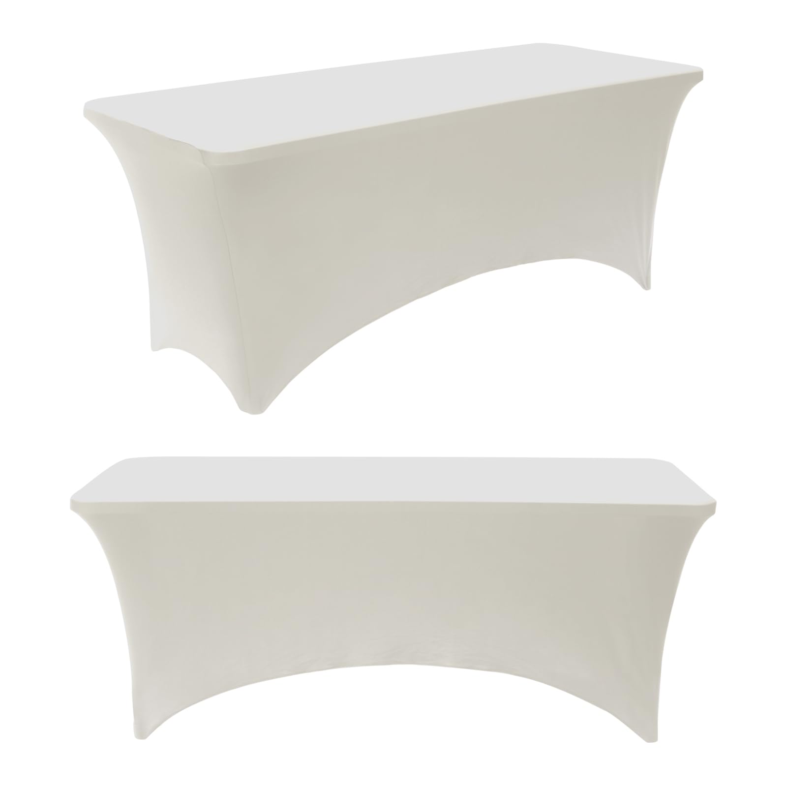 Chaisang 2Pack 6FT Royal Blue Rectangle Spandex Tablecloth Elastic Banquet Table Cover for Birthday Kitchen Wedding Party (Ivory)