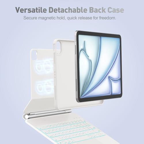 Image of for iPad Air 11-inch Case with Keyboard (M3 /M2, 2025 /2024), Keyboard for iPad Pro 11 inch (1 /2 /3 /4th Gen) & Air 4 /5, Portrait /Landscape Mode, 11-Color Backlit, Removable Protective Case, White
