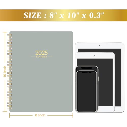 2025 Planner - JAN 2025 - DEC 2025, Planner/Calendar 2025, 2025 Planner Weekly and Monthly with Tabs, 8\" x 10\", Perfect Daily Organizer - Grey - Thumbnail 6