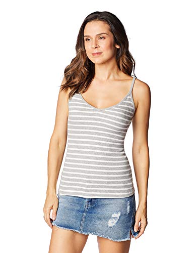 Regata Básica Listrada, Hering, Feminino, Cinza/Off, XG