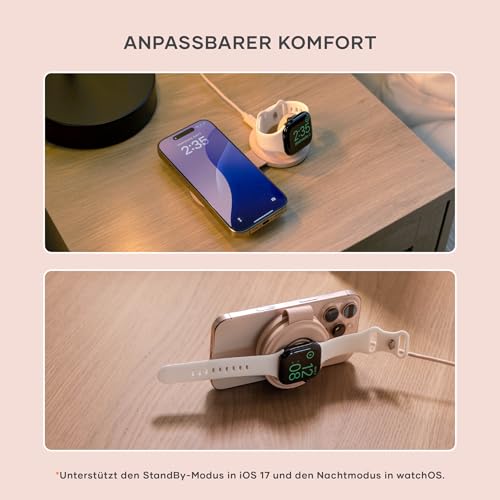SATECHI OntheGo 2-in-1 Faltbares Kabelloses Ladegerät, Qi2 15W, Desert Rose – Ansicht 5