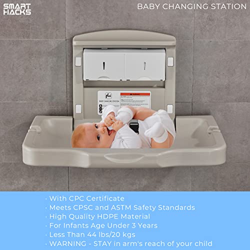 Baby Changing Station Wall Mounted, Diaper Changing Station, CPSC Compliant, Commercial Baby Changing Station Wall Mounted