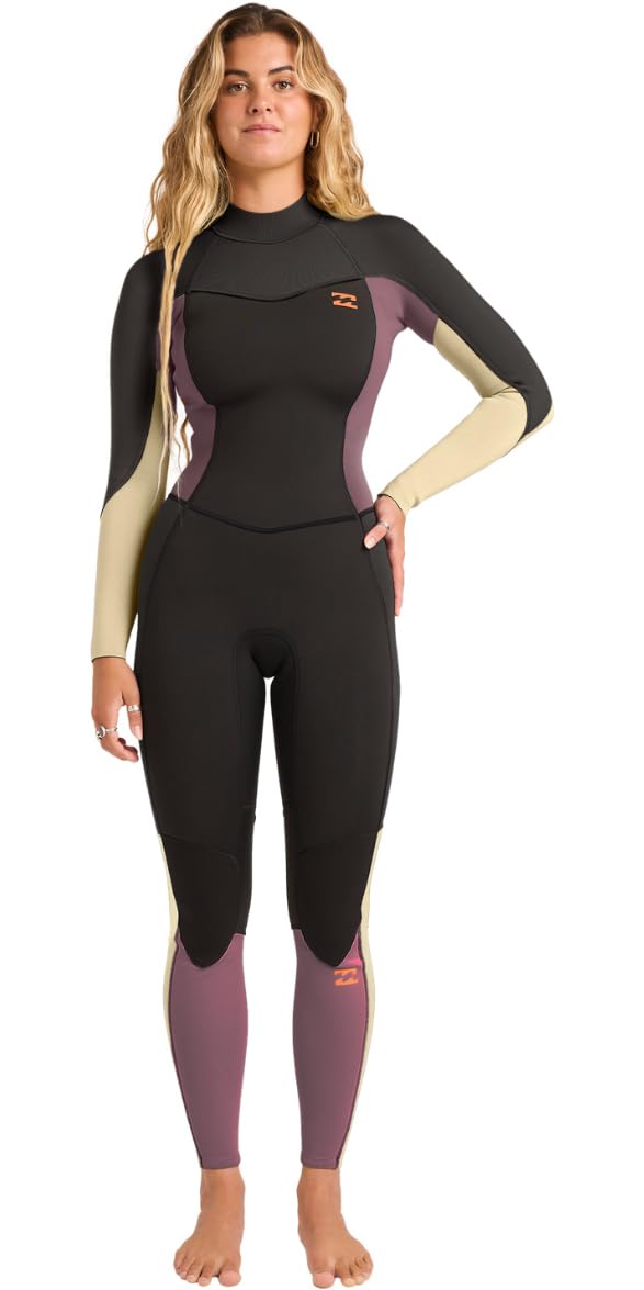 BILLABONG 2026 Synergy Neoprenanzug für Damen, 5/4 mm Reißverschluss hinten, Grau-Violett