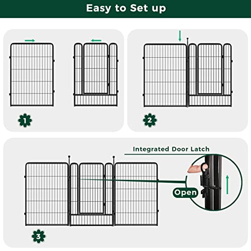 Fxw Decorative Garden Metal Fence Temporary Animal Barrier For Yard, 5 Panels+1 Gate, 13.35'(L)×40"(H), Black #TOP3