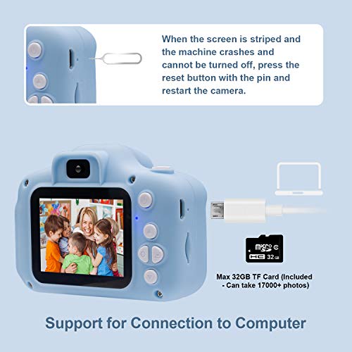 Kids Digital Camera, Girls Birthday Toy Gifts for 4-13-Year-Old Children, Dual Lens 20.0MP Toddler Cameras, Child Camcorder Video Recorder 1080P IPS 2.0 Inch with 32G TF Card, Cow Soft Silicone Case