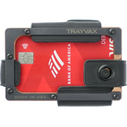 Image of Trayvax Contour Lite Wallet, RFID Front Pocket Money and Credit Card Holder, Minimalist Slim Leather Metal Wallet for Men and Women, Lite Rose Gold /Black