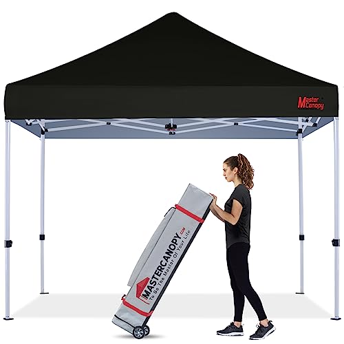 Image of MASTERCANOPY 8x8 Heavy Duty Pop Up Canopy Tent with Roller Bag(Black)