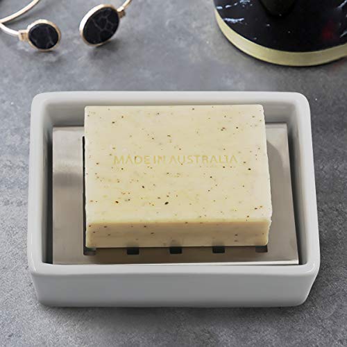 Topsky SD-001 Ceramic Soap Dish Holder Stainless Steel For Bathroom thumb #1