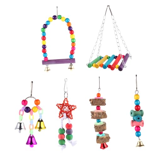 Totority 7Pcs Bird Parrot Chewing for Conures Lovebirds Hanging Swing Climbing Accessories for Birds Enhances Play Reduces