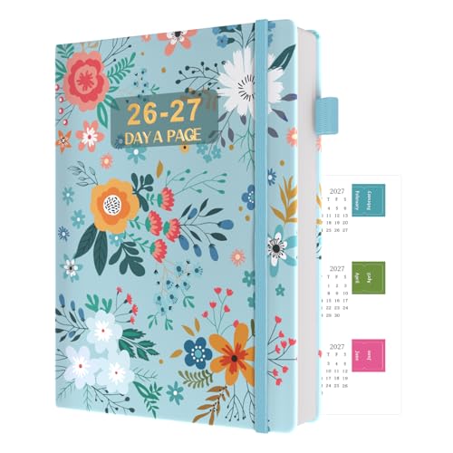 Sailingvan Academic Diary 2026-2027 Page A Day A5 July 2026 - June 2027 26/27 Mid Year Diary with Calendar Stickers Tabs 80-gsm Paper 2 Bookmarks Pocket for Teachers Students