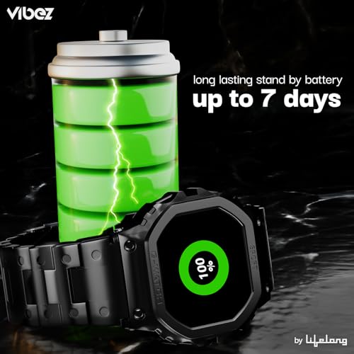 Image of Vibez Vintage Luxury Smart Watch for Women & Men with 1.57 TFT HD Display, Metal Straps, Health Monitoring, Bluetooth Calling Smartwatch, IP67, Sports Mode, Unisex Smartwatch for Men & Women (Black)