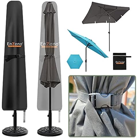 Enzeno Sonnenschirmhülle Wasserdicht,Sonnenschirm Schutzhülle Ampelschirm,Abdeckung für Ø 2m/3m Gartenschirm,Schirmhaube,Abdeckhauben für Marktschirm / Balkonschirm(190x30/40/50cm) Cover