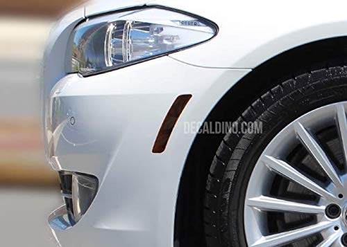 Decaldino Fits 2014-2016 BMW F10 5 Series Front Reflector Tint Overlay Smoke Out Gloss Black