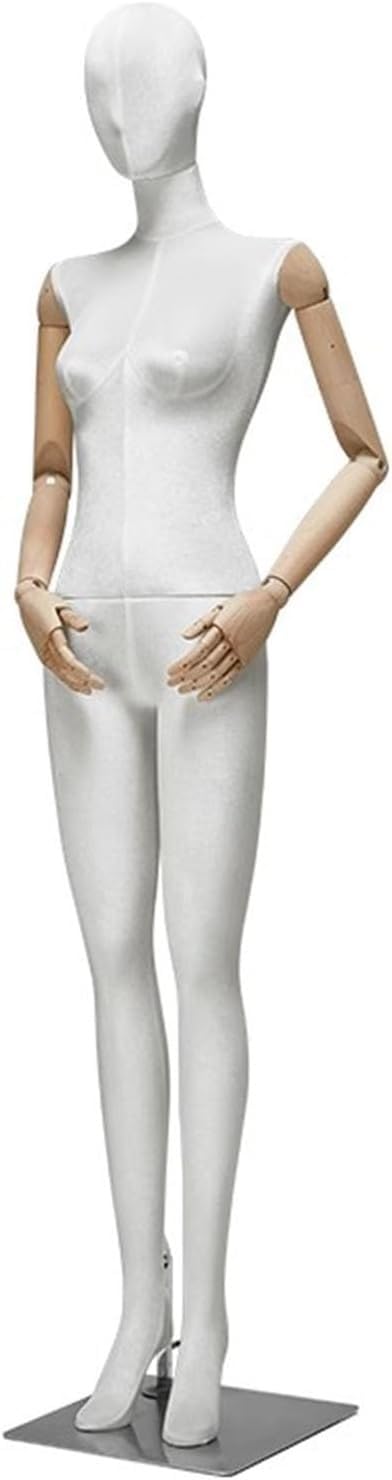 CONGRUI 72 83 Inch High Body Retail Mannequins Fiberglass Velvet Torso Suitable for Clothing Store Windows Shooting Props(White)