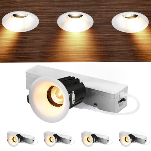 Sublimation 2-Inch Gimbal Recessed Light, 360° Rotatable &Amp; 30° Tiltable Lens, 5 Cct Flicker-Free Dimmable, Waterproof Glare-Free Led Can Light For Shower Kitchen Bedroom Office, White, Etl (4 Pack)