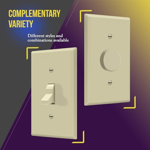 Image of ENERLITES Toggle Light Switch Wall Plate, Size 1-Gang 4.50 inch x 2.76 inch, Unbreakable Polycarbonate Thermoplastic, 8811-I, Ivory