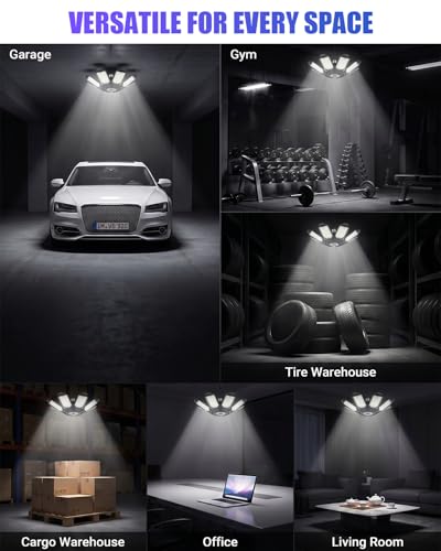 Image of Tudoccy LED Garage Lights 2 Pack, 40000LM 8-Panel Shop Light