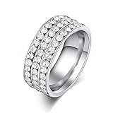 24 JOYAS Brillanten Ring mit Zirkonia Verlobungsring, Hochzeit, Jahrestag oder Romantisches Geschenk für Damen grau
