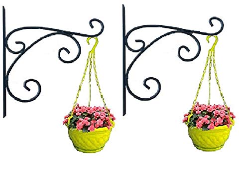 Image of Wrought and Cast Iron Leaf Design L Wall Bracket (27x27x03cm, Black)