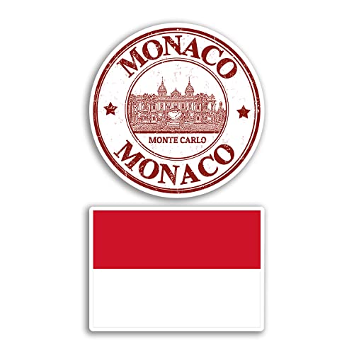 2 pegatinas de vinilo de Mónaco de 10 cm de ancho, diseño de álbum de recortes, diseño de bandera de Monegasco, regalo #78650