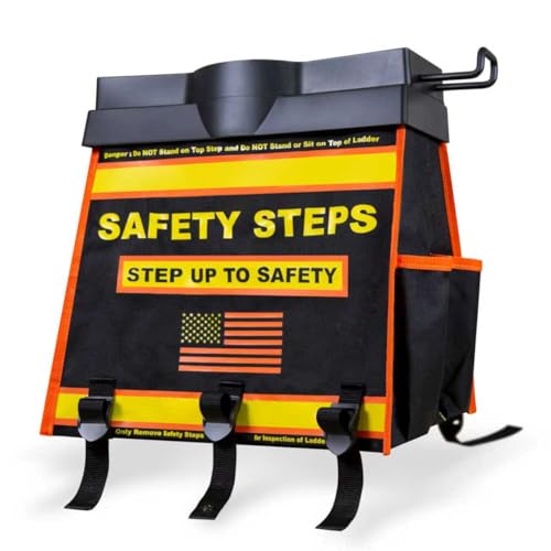Ladder Organizer with Tool Bag and Slide-Out Tray High Storage Capacity OSHA Compliant Steps