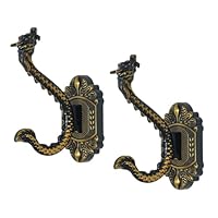 MfhdgXAvs Vintage Wall Hooks Heavy Duty Wall Mounted, Vintage Hooks 2Pcs Coat Hooks Decorative Hook for Coats, Towels, Keys & Purse Rust Resistant & Easy Installation Kit Included (Black Dragon)