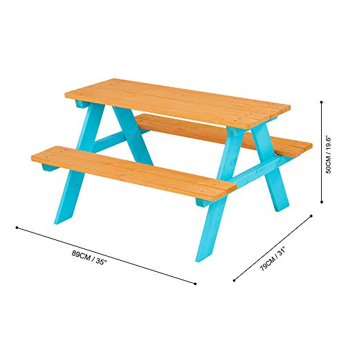 Teamson Kids TK-KF0002 Wooden Outdoor Child Children Kids Picnic Table & Chair Bench Set thumb #4