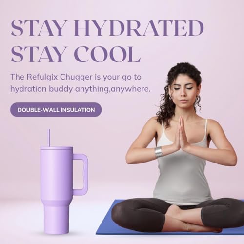Image of Zephorus Personalized Stainless Steel Tumbler with Handle, 1200ml Capacity, Black Insulated Travel Mug with Straw, Custom Name Design (40 - Oz - Purple)