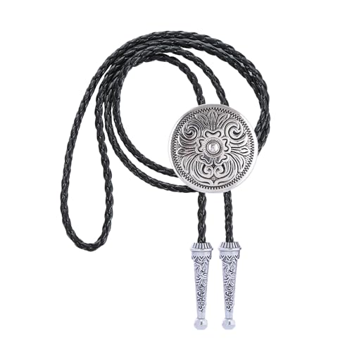Image of GelConnie Floral Bolo Tie for Men Womens Bolo Tie Necklace Native American Black Men's Bolo Ties Western Cowboy Bolero Ties