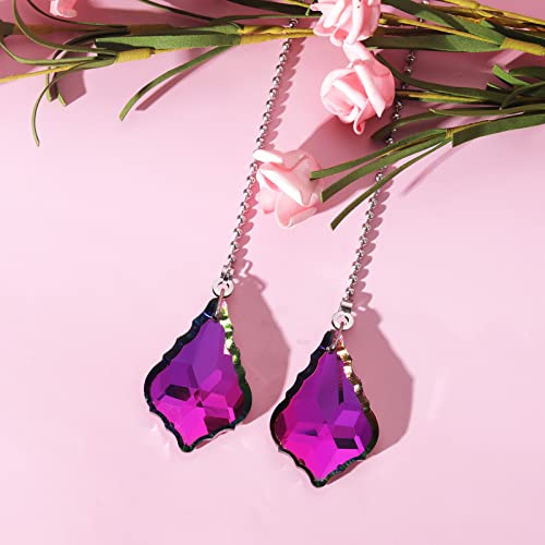 Image of Crystal Prisms Pull Chain Extension Light Fixtures Ceiling with Pull Chain Connectors Pendant Pack of 2