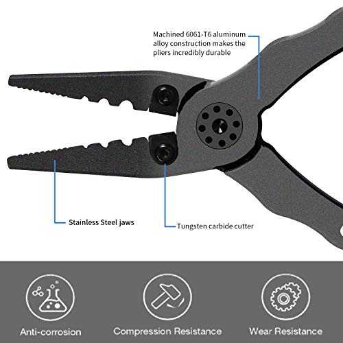 image for LEXSO Aluminum Fishing Pliers Braid Line Cutters Rustproof Saltwater S