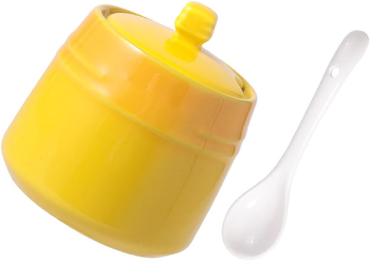 BESPORTBLE Ceramic Seasoning Jar with Spoon, Condiment Storage Pot for Home