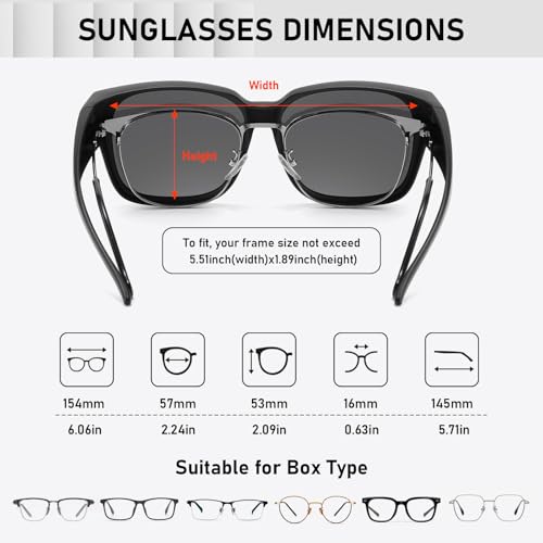 Image of HAOLOTA Polarized Sunglasses Over Glasses Women Wrap-Around Glasses Small Shapes Driving Fishing UV400 Protection