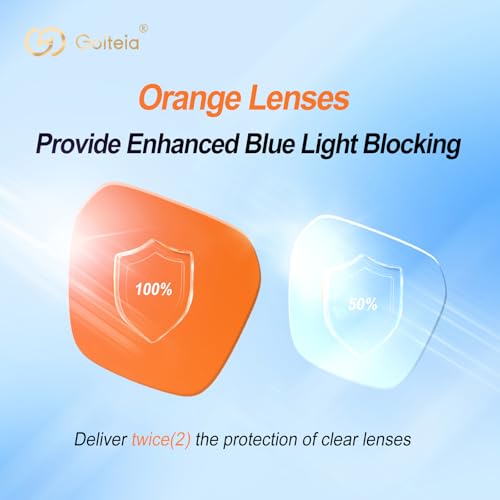 Goiteia 100% Orange Blue Light Blocking Glasses-Amber Tint Gaming Glasses for Better Sleep/Eyes Strain/Light Sensitive-Ultra Light & Spring Hinges for Better Comfort - obrazek 4
