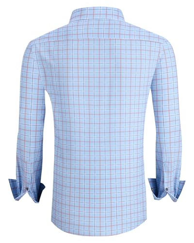 Alex Vando Mens Button Down Shirts Wrinkle Free 4-Way Stretch Print Business Casual Shirt