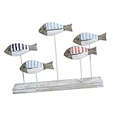 COHEALI 無垢材の彫刻された魚工芸 パーティー 魚アート 家の装飾 航海の壁の装飾 壁の装飾リビングルーム リビングルームの装飾 素朴な オフィスデスクの装飾 刻まれた 金属