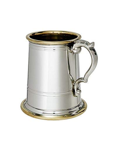 Wentworth Pewter - Half Pint Wortley Pewter and Brass Tankard, Beer Mug