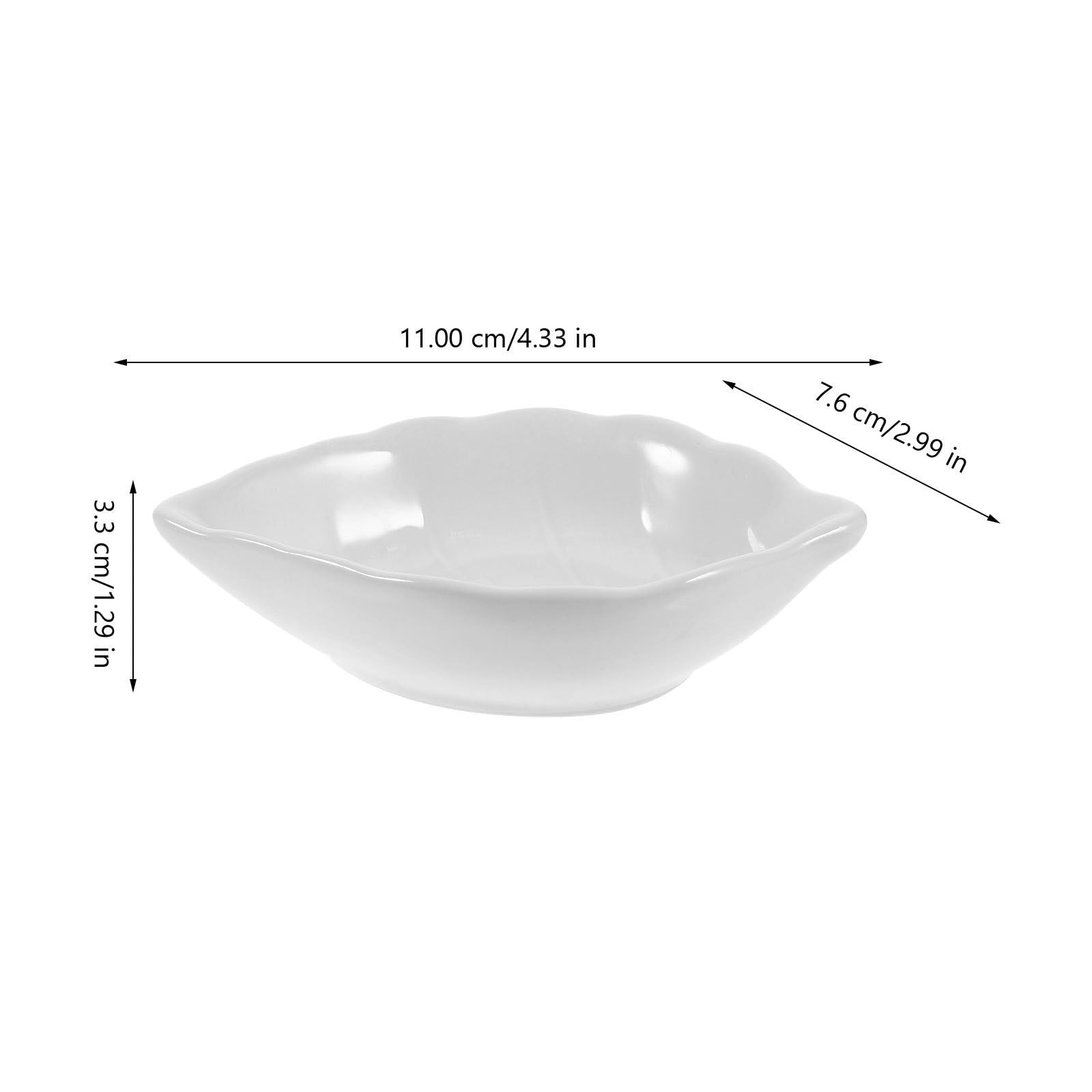 jojofuny Juego de 14 Platos de Condimentos de Cerámica Blancos Forma de Hoja para Mesa de Comedor y Restaurante, Ideales para Salsas y Aperitivos
