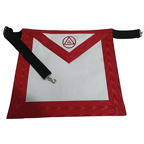 Masonic Regalia Royal Arch Synthetic Leather Apron Set Machine Embroidered.apron Chain Collar Gloves Jewel, Red, 14 X 16 #TOP1