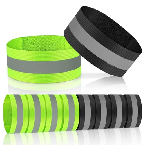 XEIYEI 8 STK Hosenklammer Fahrrad Elastisch Reflektorband Hosenschutz Hosenband Hosenbein Klammer Elastisches Reflektorbänder mit Klettverschluss für Radfahren Hosen Outdoor Wandern Joggen