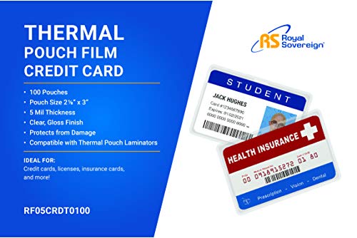 Royal Sovereign Heat Sealed Laminating Pouches 5 Mil Credit Card Size 3.38" x