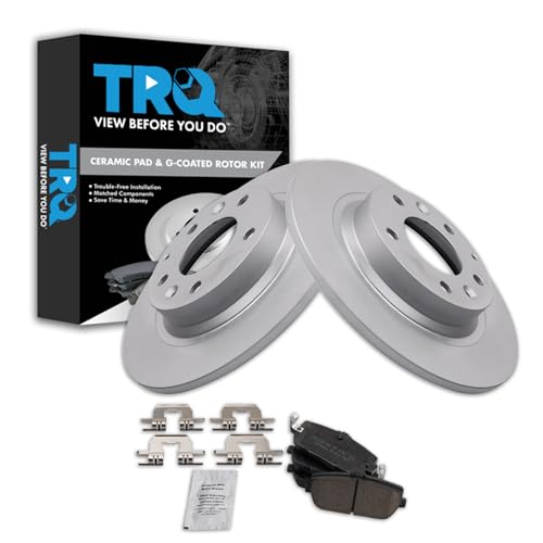 Image of TRQ Rear Brake Pad and Rotor Set Ceramic Coated Rotors Compatible with 2006-2015 Mazda MX-5 Miata