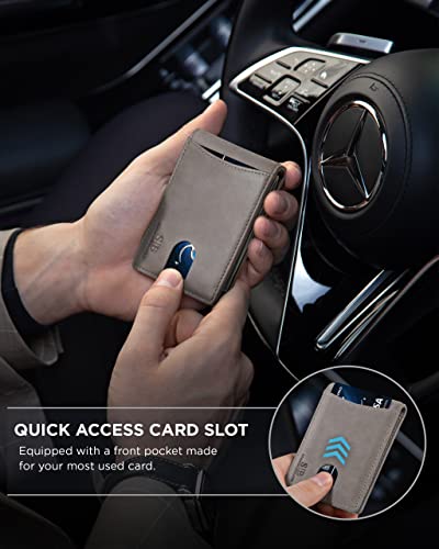 image for SERMAN BRANDS RFID Blocking Slim Bifold Genuine Leather Minimalist Fro