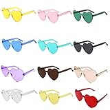 LURICO Herz Brille 12 Paar Herz Sonnenbrille, Hippie Herzförmige Brille,Randlose Herz Brille, für Kinder und Erwachsene für Halloween, Fasching, Geburtstagsfeier Party, Hippie Kostüm Zubehör