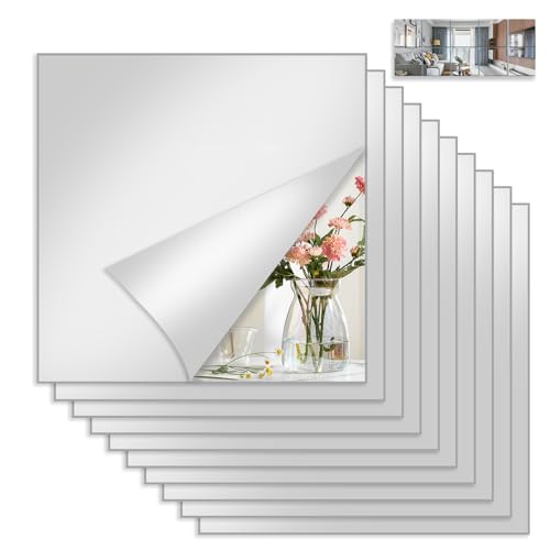 Bellanova 4er-/10er-Set Klebespiegel, Quadratische Spiegelfliesen Selbstklebend 20x20 cm, Acryl Spiegel ohne Bohren Montierbar zur Wanddekoration (10) Bellanova 4er-/10er-Set Klebespiegel, Quadratische Spiegelfliesen Selbstklebend 20x20 cm, Acryl Spiegel ohne Bohren Montierbar zur Wanddekoration (10)