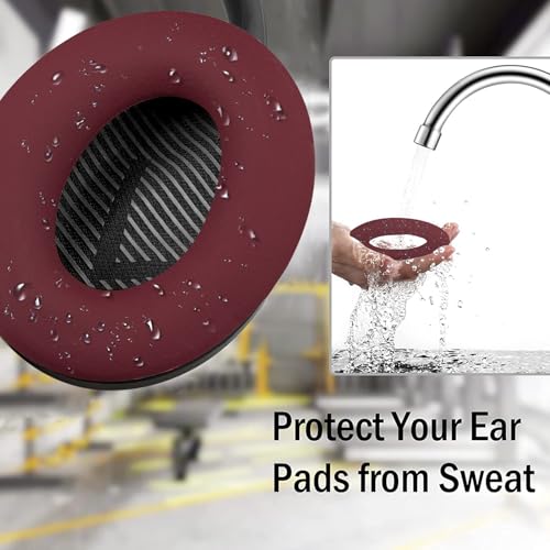 Image of SOULWIT Silicone Ear Pads Cover Protector for Bose QuietComfort QC15 QC25 QC2 QC35 QC45 /Ae2 Ae2i Ae2w /SoundTrue & SoundLink AE Headphones Cushions, Sweatproof, Easily Washable - Burgundy