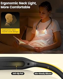 Glocusent Luce per Lettura Libri a Letto, Luce da Collo Ricaricabile con 100h Autonomia, 5 Luminosità Regolabile. Ideale per Leggere e Lavorare