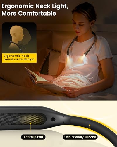 Glocusent Neck Book Light, Rechargeable Neck Lights for Crafts Reading - image 2