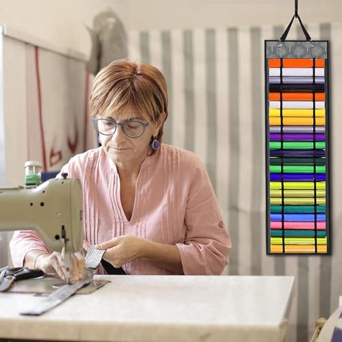 Porte-rouleau en vinyle suspendu gris arbre avec 48 compartiments de rangement - 5